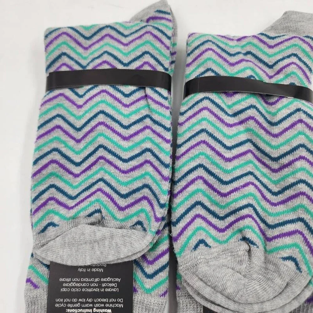 The Men's Store at Bloomingdale's Mini Zigzag Socks Grey Multi - 2 Pairs OS